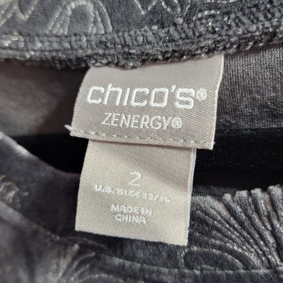 Chico's Zenergy Velour Foiled Scroll-Print Long Sleeve Women's Tunic - Picture 3 of 7